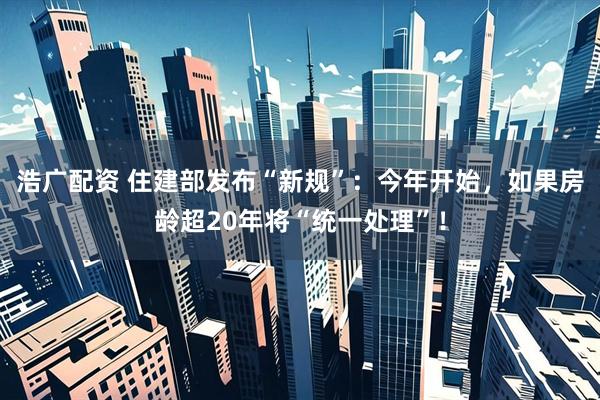 浩广配资 住建部发布“新规”：今年开始，如果房龄超20年将“统一处理”！